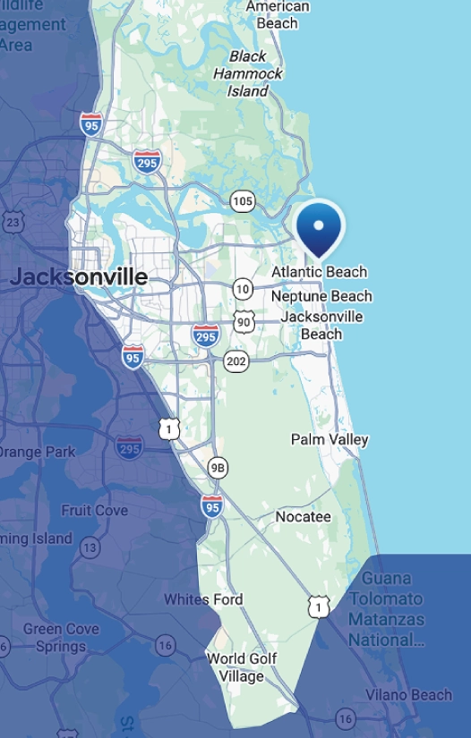 Charlie's Tropic Heating & Air service area map in Atlantic Beach FL