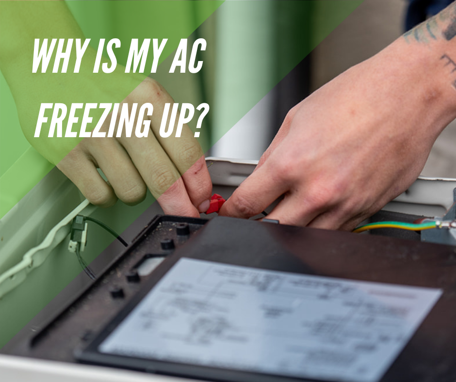 HVAC technician determining why an AC unit is freezing up