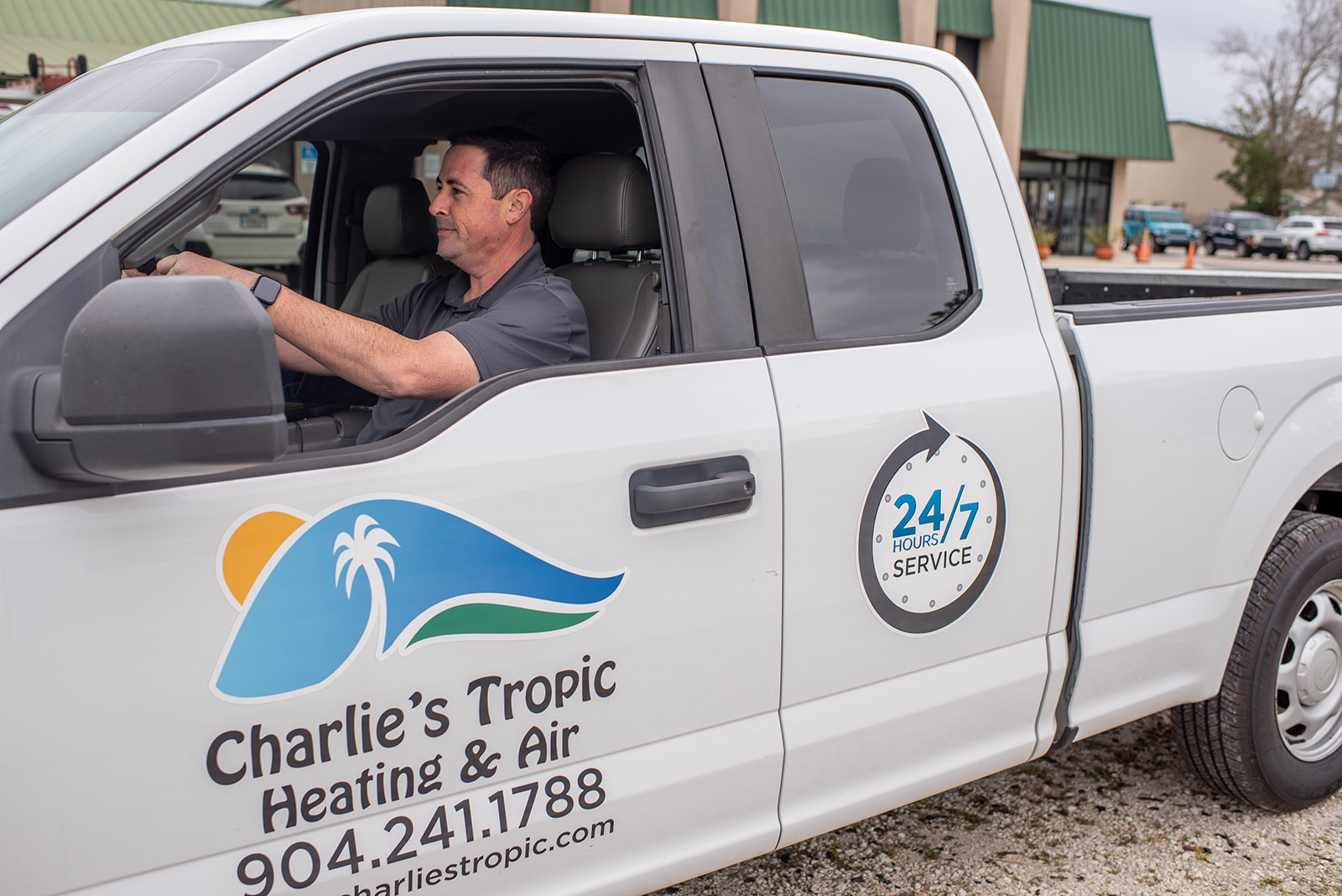 service tech with truck